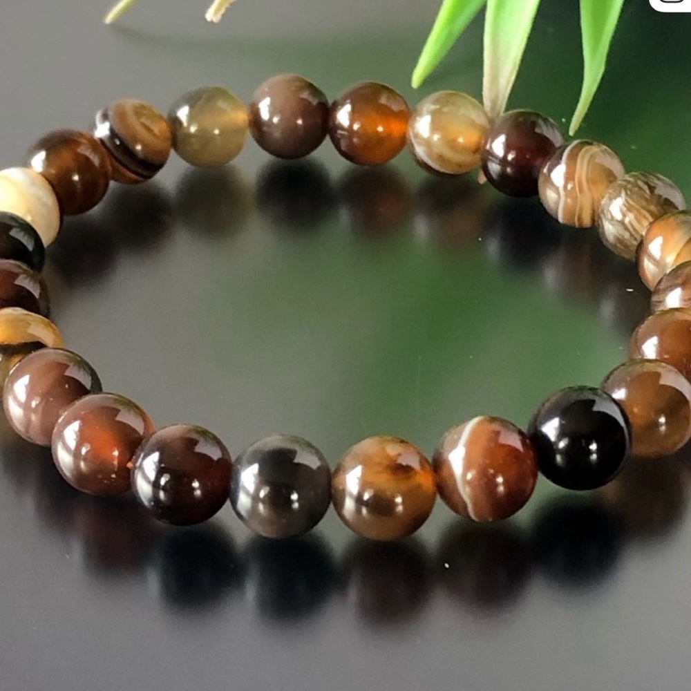 Elegant Brown Agate Beaded Bracelet